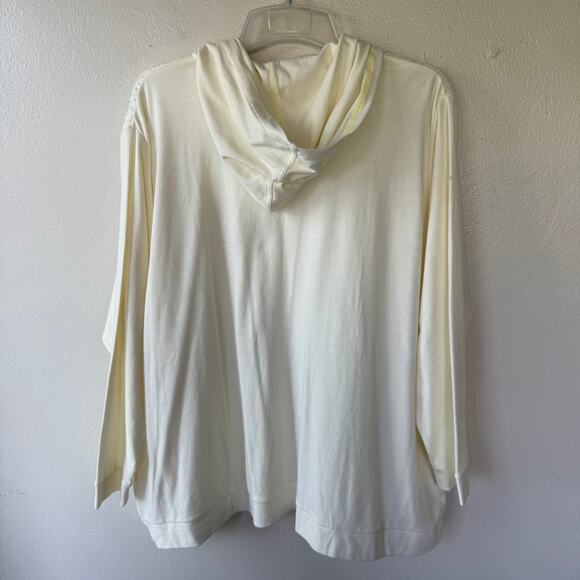 Quacker Factory 3X Seauin front Ivory Hoodie Cotton blend - Picture 9 of 11